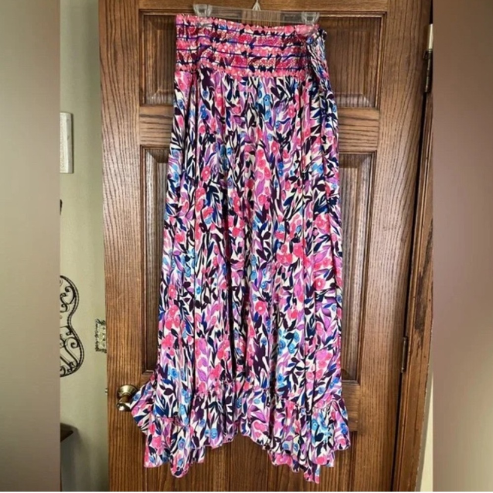 NWT Raga 2X Ruffle Hem Embroidered Maxi Skirt